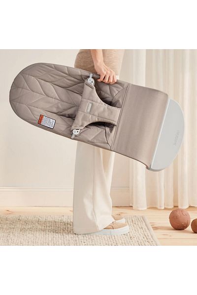 BabyBjörn Babybjorn - Bliss Quilted Fabric Rocker with Delicate Petal Look, Sand Gray