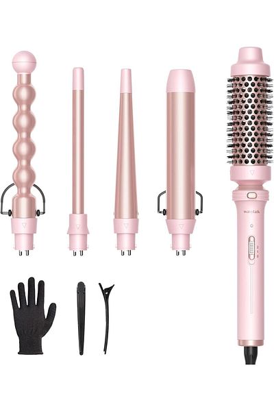 Generic Wavytalk 5 in 1 Curling Iron, Curling Wand Set with Curling Brush and 4 Interchangeable Ceramic Curl