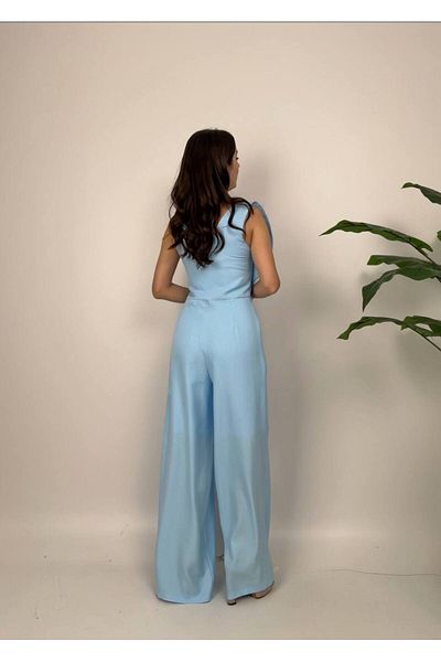 Zoe Zoe Women's Degaje Collar Strap Linen Jumpsuit