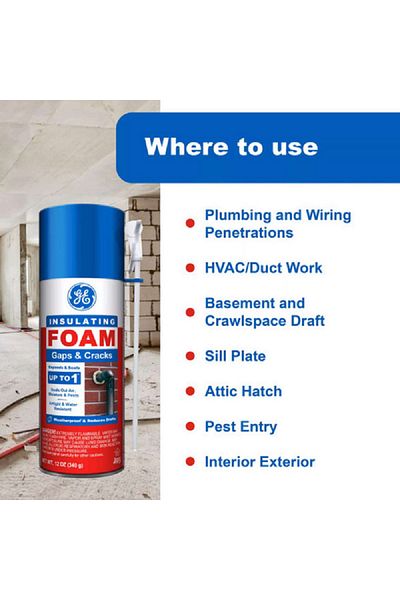 GE Gaps and Cracks Insulating Foam Sealant White 12oz