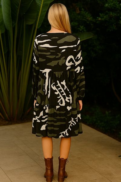 LaraLisa Collection Women's Summer Flounced Camouflage Dress