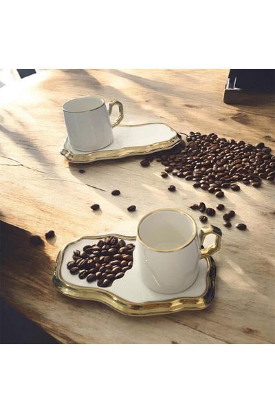 partridge store Gold Gilding Porcelain Coffee Cup with Ikram Plate Set of 2