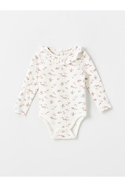 LC Waikiki Lcw Baby Crew Neck Long Sleeve Floral Baby Girl Snap Closure Bodysuit and Leggings 2-Piece