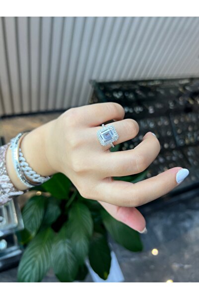 925Silver Baget yüzük (2 sıra taşlı)