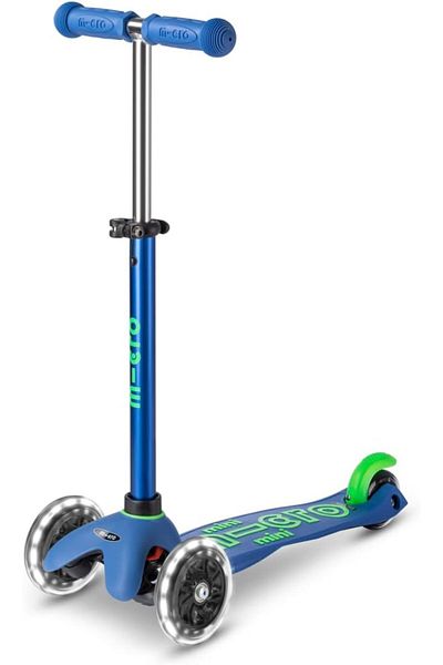 Micro Scooters Mini Deluxe Crystal Blue With LED Wheels MMD175 | Adjustable Handlebar | 3 Wheels | M