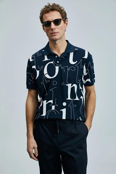 Lufian Ανδρικό μπλουζάκι πόλο Diamond Smart Navy Blue