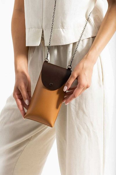 Çantiva Tan-Brown Crossbody Bag with Chain Strap
