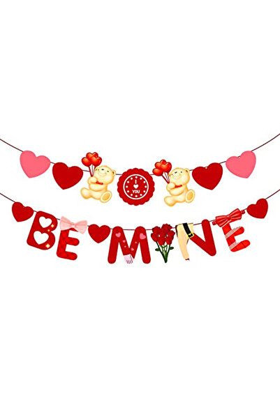 Qpout Set de 2 bannere de Ziua Îndrăgostiților Qpout, carton, roșu, 20 x 14 cm