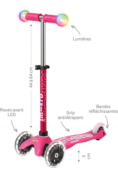 Micro Micro Scooters | Mini Micro Magic Children's Scooter | Light Up Handlebar | Lightweight | Boys & Gir