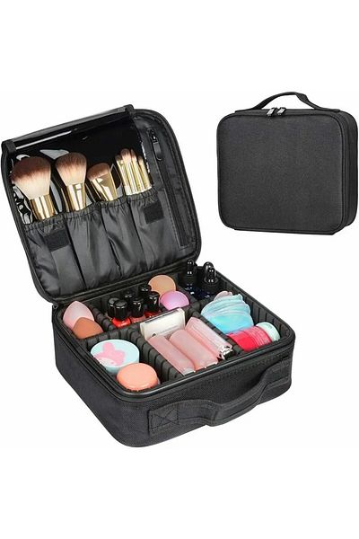Aptel Geantă pentru cosmetice, neagră, 25.5x22.5x9.3 cm
