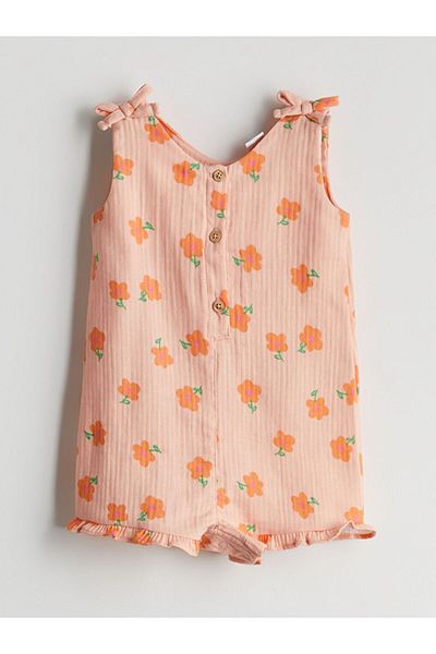 LC Waikiki Lcw Baby V-Neck Baby Girl Muslin Jumpsuit