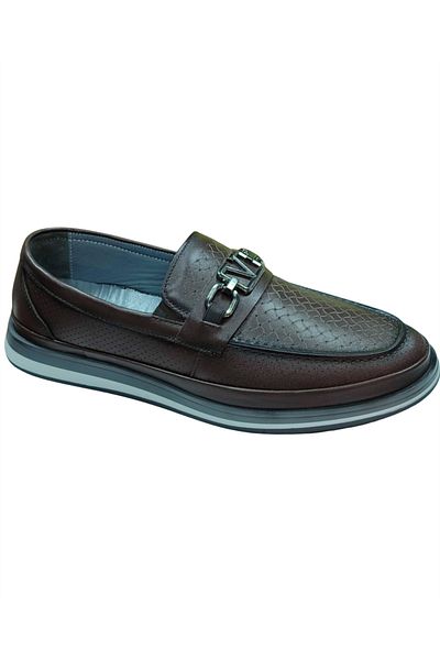 Serhan Ayakkabı Serhan Shoes 2009 Men's Brown (40-44) Leather Buckle Loafer Shoes