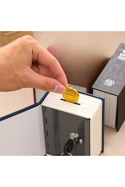 MBB ETİCARET Book Shaped Mini Size Lockable Safe and Piggy Bank