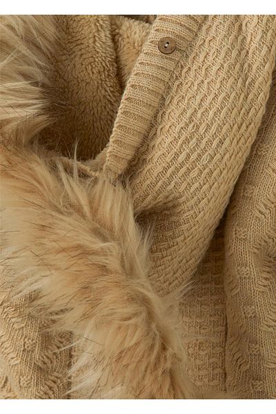 Uludağ Triko Beige Wool-Cashmere Fur Baby Jumpsuit