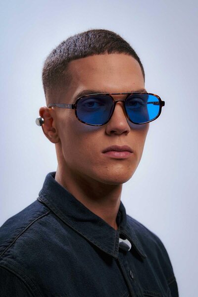 Bilge Karga Robert Leopard Blue Men's Sunglasses