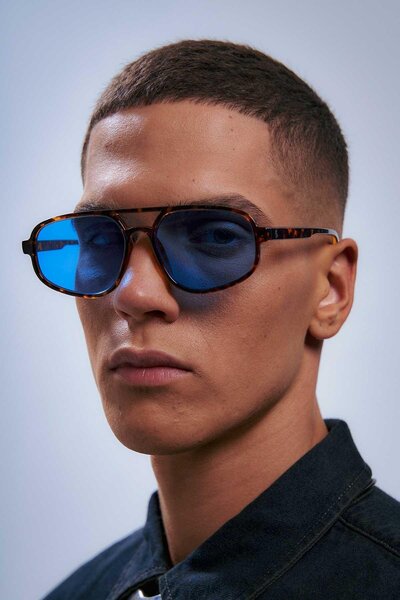 Bilge Karga Robert Leopard Blue Men's Sunglasses