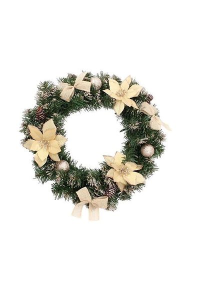 Chomik Christmas Decoration, Decorated Wreath, Gold, 40 Cm,