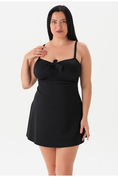 Eros 4056 Black Plus Size Swimsuit with Gathering Dress