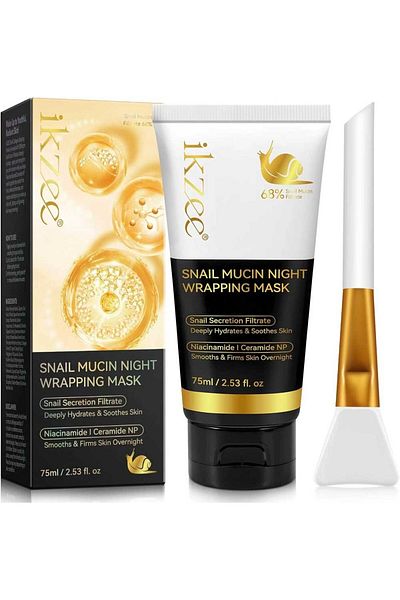 NOVA KISS Night Mask with Snail Mucin 68%, Collagen, Niacinamide, Intense Hydration, 75 ml