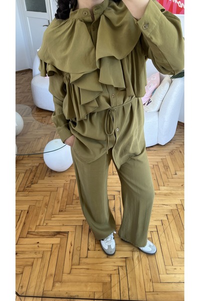 MYGİYİMİSTANBUL Modal Double Suit with Ruffle Kuaşklı