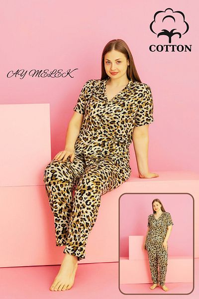 AYMELEK Women's Pajama Set Cotton Plus Size Shirt and Pajama Set (Oversized)