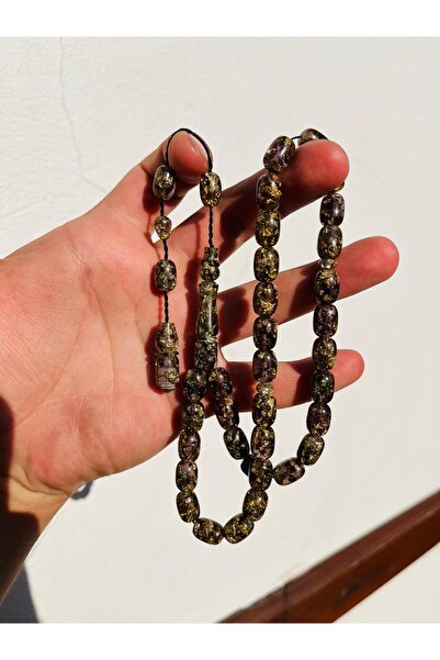 TTS TÜRK TESBİH SANATI 14 Ayar Altın Parçacıklı Uçak Camı Tesbih