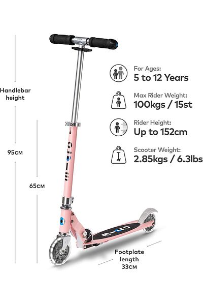 Micro Scooters | Micro Sprite LED Children's Scooter SA0235| Handlebar Adjustable | Front Suspension