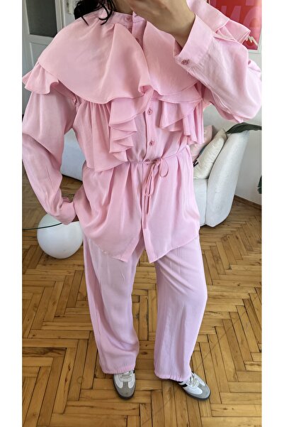 MYGİYİMİSTANBUL Modal Double Suit with Ruffle Kuaşklı