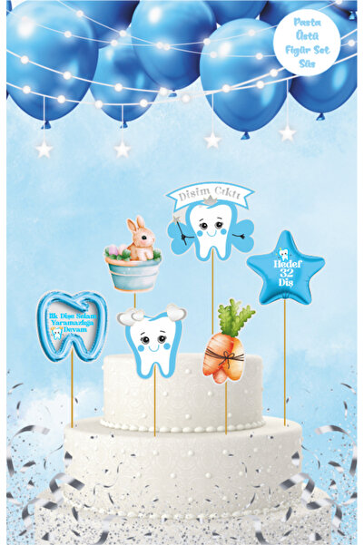 BatıDoğu Diş Buğdayı Temalı Mavi Pasta Üstü Figür Set