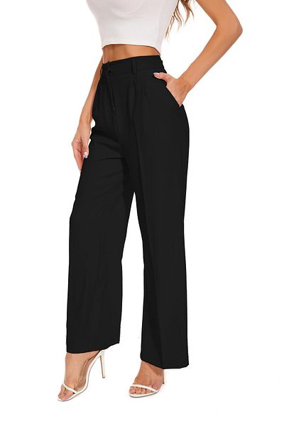 OEM Women Wide Leg Pants High Elastic Waisted Business Work Trousers Long Straight Pants