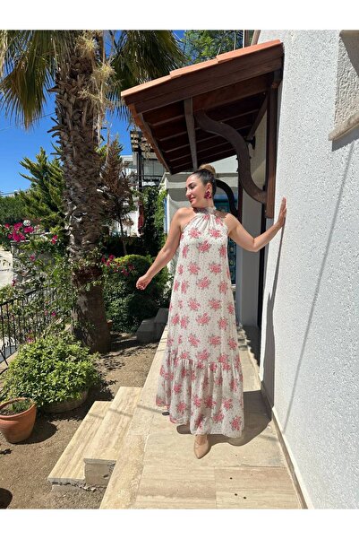 BRGCLOTHING Εισαγόμενο φόρεμα με μακρύ λαιμό με επένδυση από σιφόν