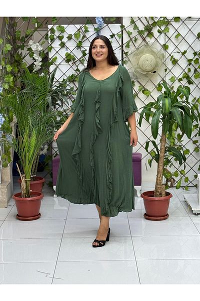 Punta Otantik VL3041 Ruffled Voile Dress Green