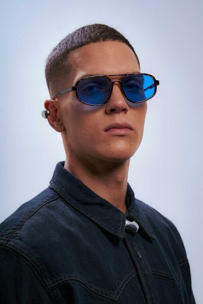 Bilge Karga Robert Leopard Blue Men's Sunglasses