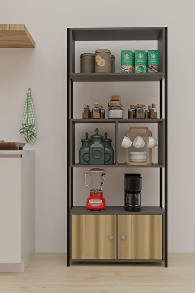 Remaks LİNA Mutfak Dolabı Mutfak Rafı Çok Amaçlı Dolap- ANTRASİT-ARNO