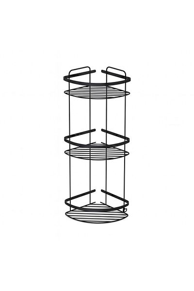 MultiStore Black Stainless 3 Tier Corner Shelf Bathroom Shelf Shampoo Holder