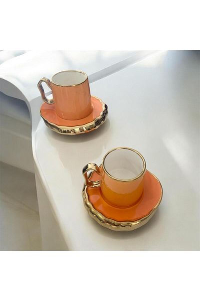 partridge store Gilded Porcelain Coffee Cup Set of 2