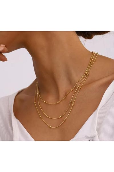 BY YASİN TOPÇU Three Layer Dorica Steel Chain Necklace