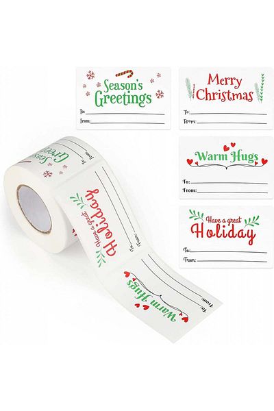 jijAcraft Christmas sticker roll, paper, multicolor, 300 pieces, 7.5 x 5 cm