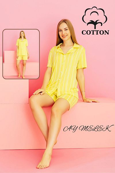 AYMELEK Women's Pajamas Set 100% Cotton Shorts and Pajamas Set