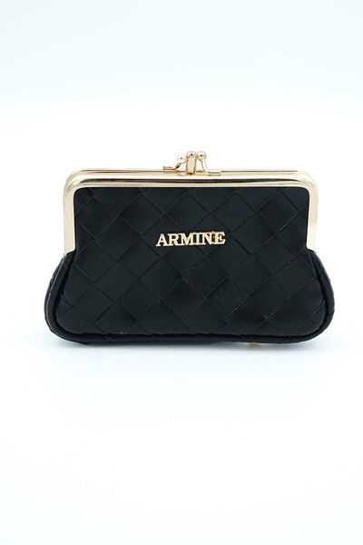 Armine Black Quilted Knitted Pattern Clip Vintage Wallet C29