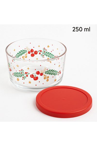 Bittox Patterned Glass Snack Bowl Themed Storage Container - Leakproof Stylish Design