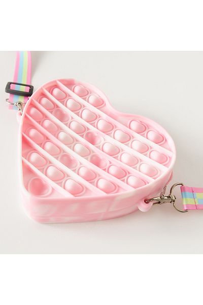 Lifestyle Heart Shaped Pop-It Bag Keychain with Strap