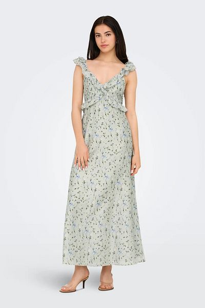 ONLY Only Women's Onlshyla Tie Back Patterned Long Dress 15349070 Green