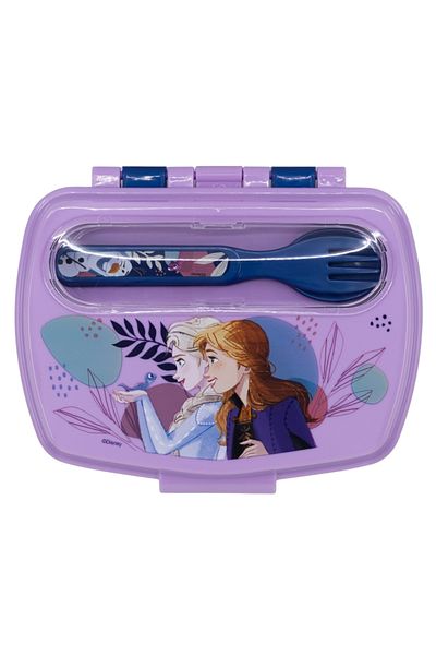 Frozen Sandwich box with spoon and fork, multicolor, BPA-free plastic, Trust,