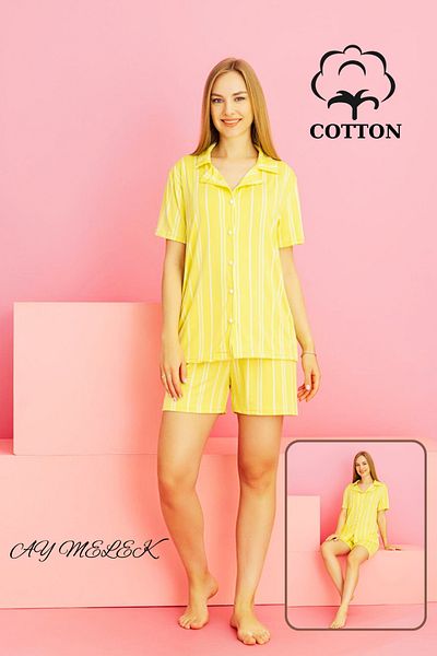 AYMELEK Women's Pajamas Set 100% Cotton Shorts and Pajamas Set