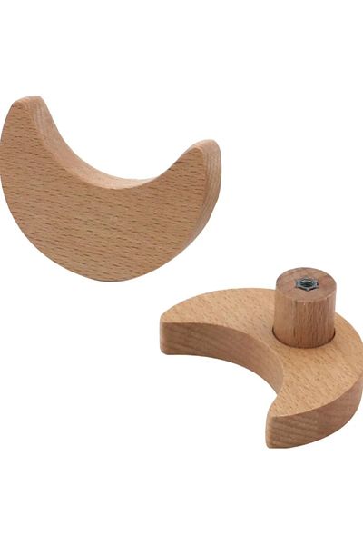 LUXXO Mâner pentru mobilă model semilună din lemn, 6x4cm, șurub de montare inclus