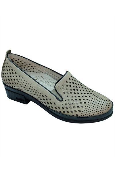 Malawi 82K. Women's Cream (36-41) Leather Heeled Comfort Shoes