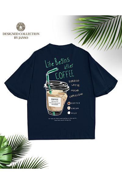 JANSO GROUP -Women's Cotton Printed Cofee Short Sleeve Tshirt Oversize Large Size