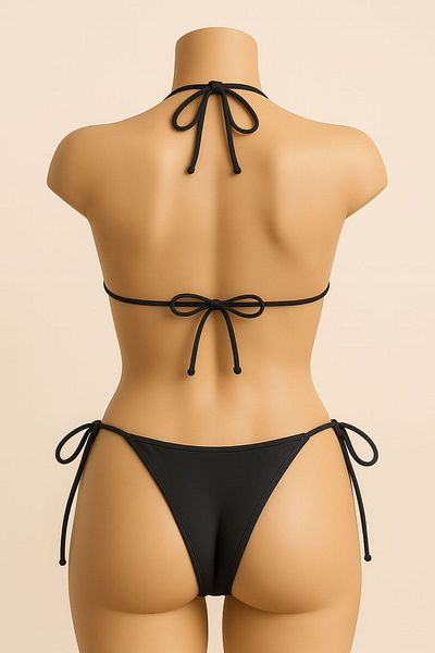 Stail Moda Γυναικείο μαύρο μπικίνι με τρίγωνο μπικίνι με μαγιό νυχτικό Sea Team