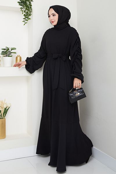 InStyle Crepe Elastic Black Dress